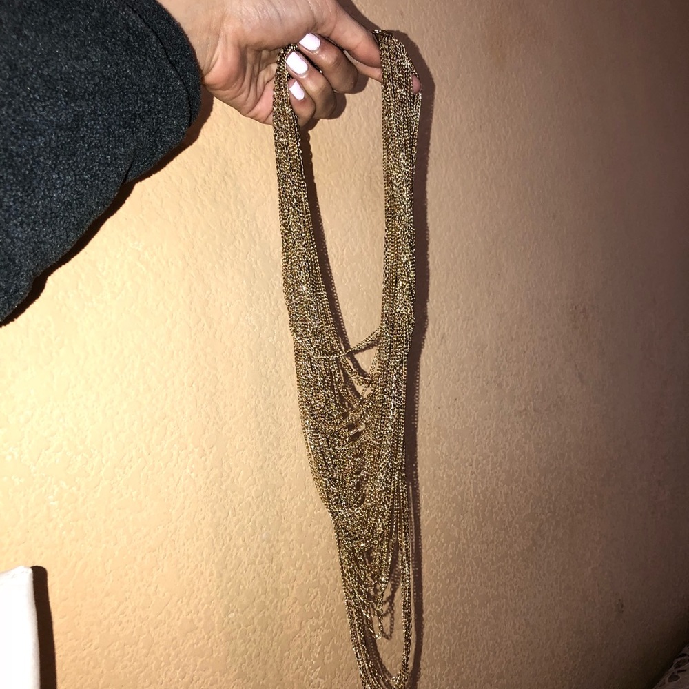 Gold many chains necklace